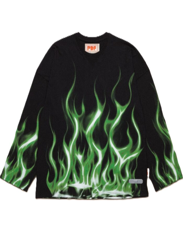 PDF T-SHIRT NERO FIAMME VERDI