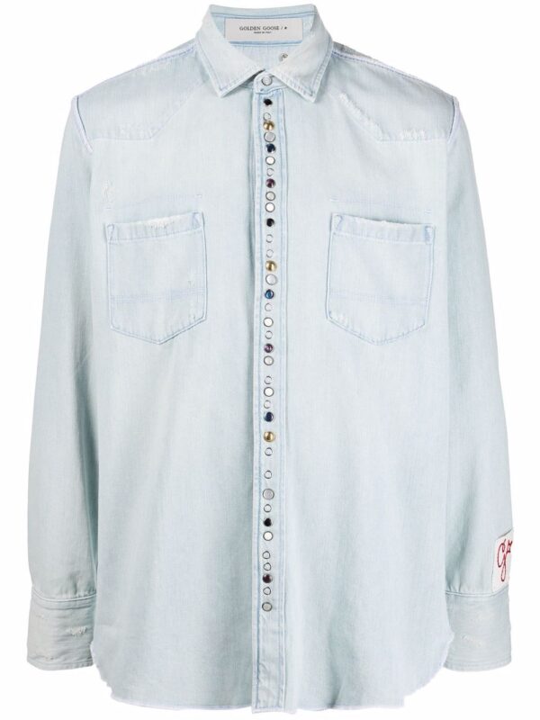 GOLDEN GOOSE CAMICIA CELESTE