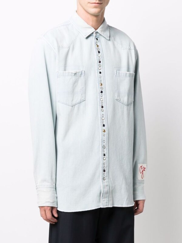 GOLDEN GOOSE CAMICIA CELESTE