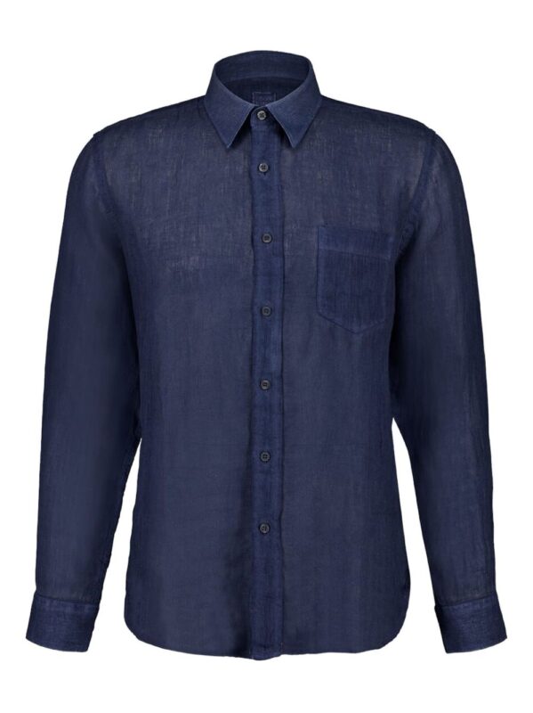 120% LINO CAMICIA BLU