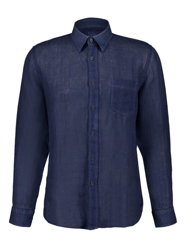 120% LINO CAMICIA BLU