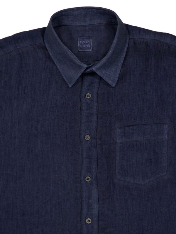 120% LINO CAMICIA BLU