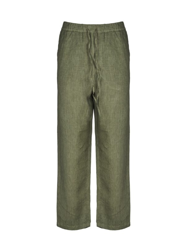 120% LINO PANTALONI VERDE MILITARE